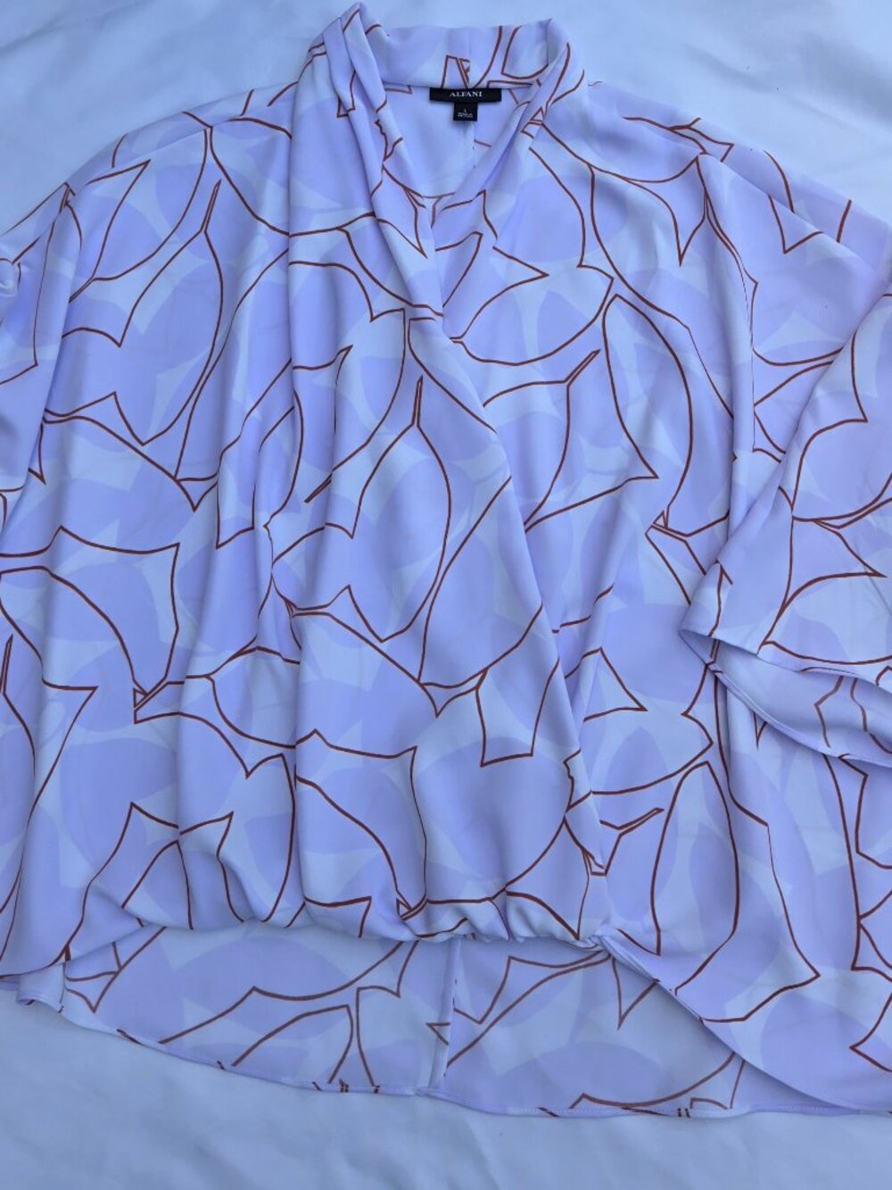 Alfani - Cream and Lavender Blouse/Cape. Size L.